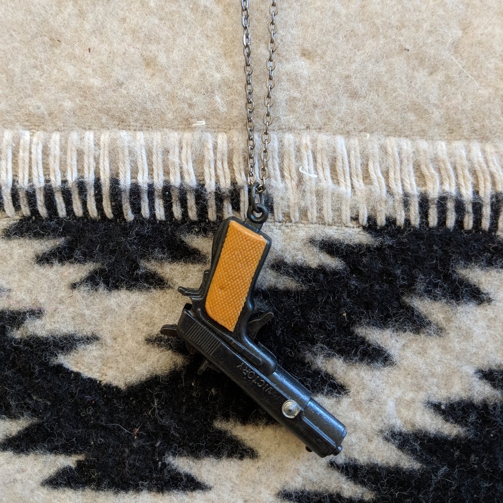 Handgun Pistol 9mm Pendant Necklace